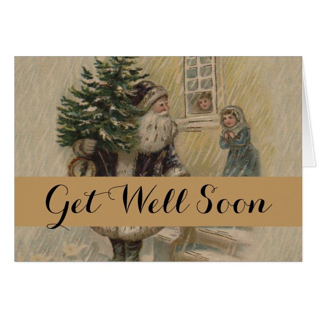 Vintage Santa Snow Christmas Tree (Front Horizontal)