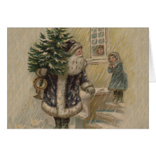 Vintage Santa Snow Christmas Tree