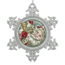 Vintage Santa Snowflake Framed Ornament