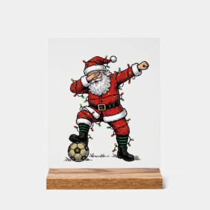 Vintage Santa Soccer Christmas Sports Shirt_1 Acrylic Sign