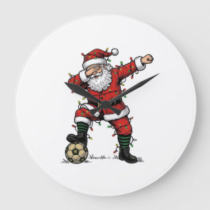 Vintage Santa Soccer Christmas Sports Shirt_1 Large Clock