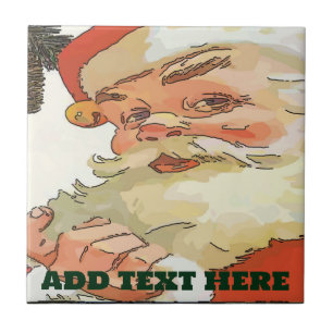 Vintage Santa Tiles, add text Tile