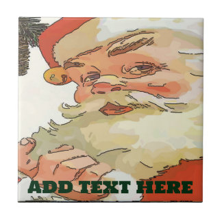 Vintage Santa Tiles, add text Tile