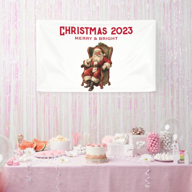 Vintage Santa Traditional Christmas Banner (Party)