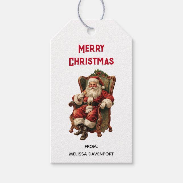 Vintage Santa Traditional Christmas Gift Tags (Front)