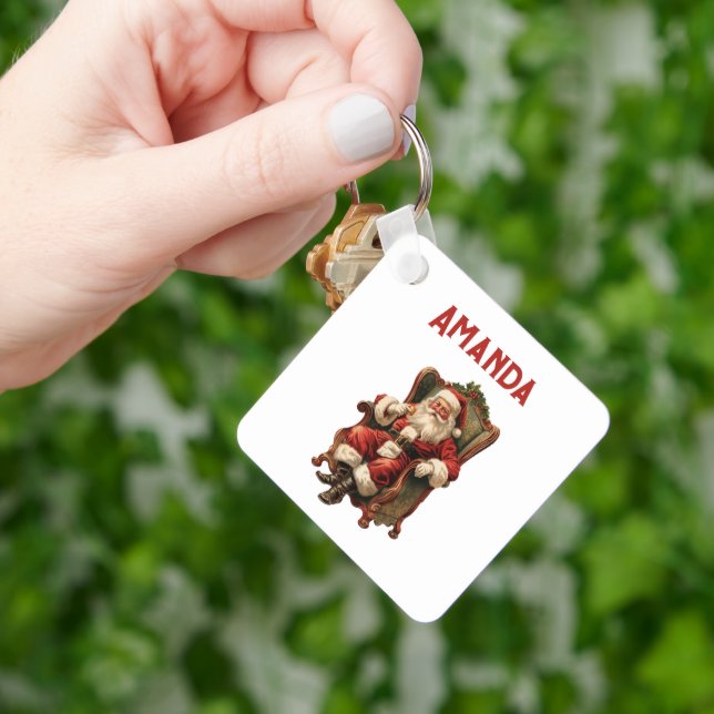 Vintage Santa Traditional Christmas Key Ring (Hand)