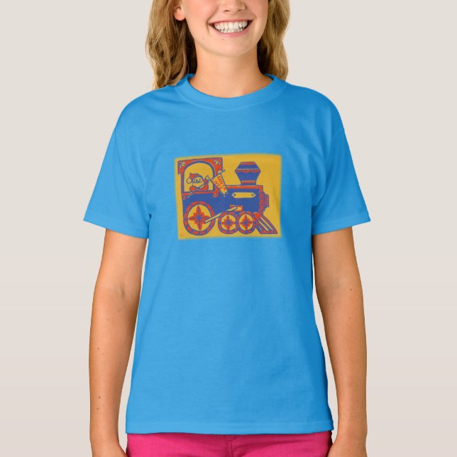 Vintage Santa Train Block Print T-Shirt (Front)