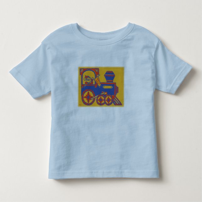 Vintage Santa Train Block Print Toddler T-Shirt (Front)