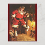 Vintage Santa Warming His Feet Holiday Postcard<br><div class="desc">Vintage Santa warming his feet.</div>