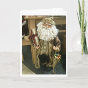 VINTAGE SANTA WISHES HAPPY HOLIDAY/PERFECT YEAR HOLIDAY CARD