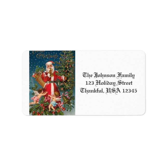 Vintage Santa with Angels Label (Front)