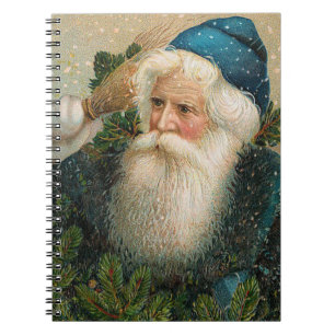 Vintage Santa with Blue Cap Spiral Notebook