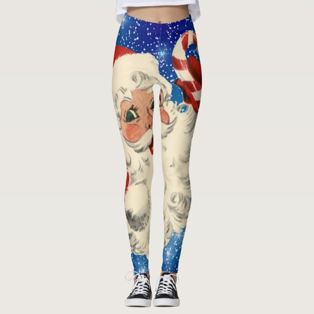 vintage santa with candy cane leggings (Front)
