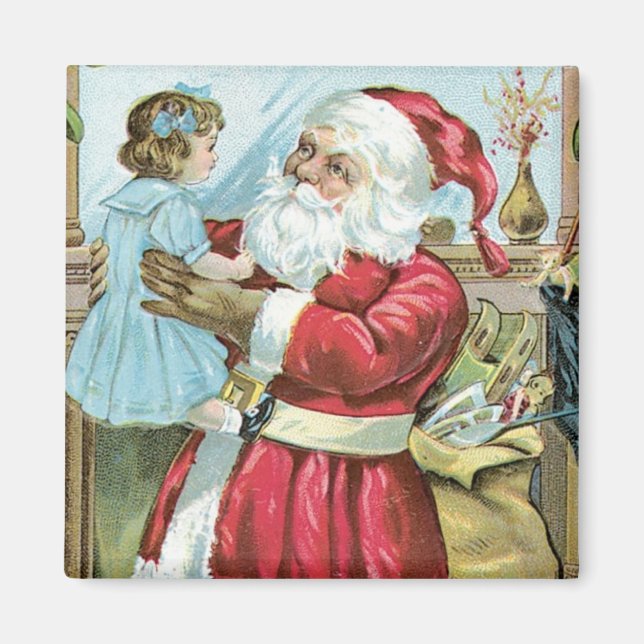 Vintage Santa with Child Magnet (Front)