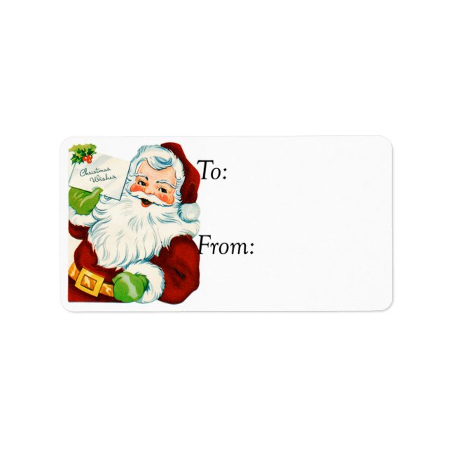 Vintage Santa With Christmas Wishes Gift Tag (Front)