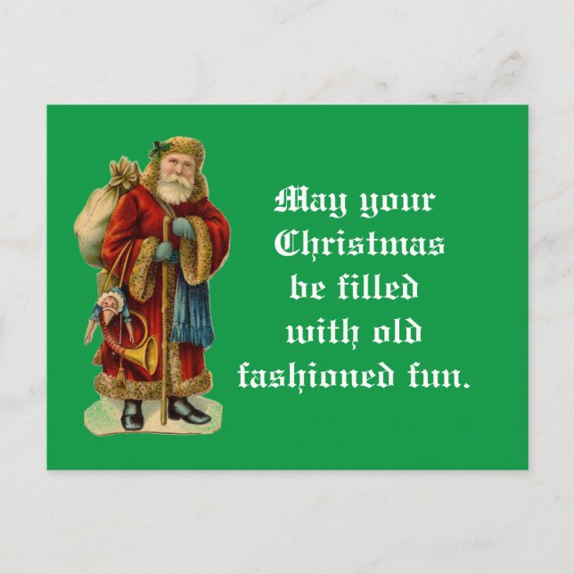 Vintage Santa With Gifts Postcard (Front)