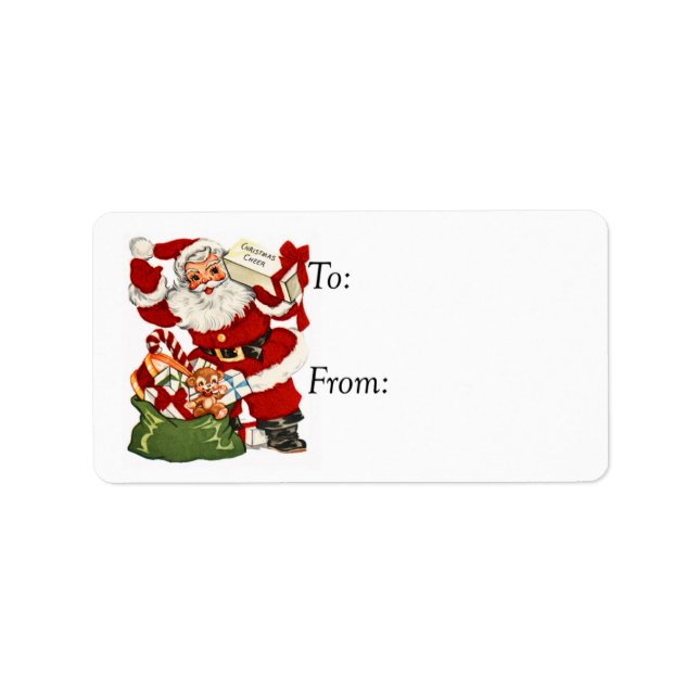 Vintage Santa With Holiday Cheer Gift Tag (Front)