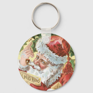 Vintage Santa with List Key Ring