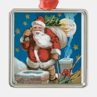 Vintage Santa with Moon Metal Tree Decoration