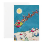 Vintage Santa With Reindeer Christmas Night