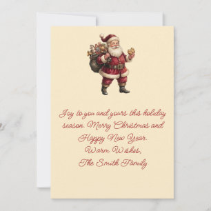 Vintage Santa with Toy Sack and Sweet Treat Holiday Card