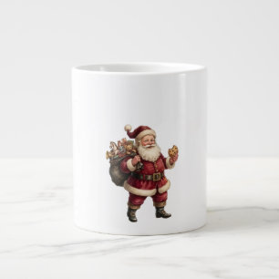 Vintage Santa with Toy Sack and Sweet Treat Large Coffee Mug