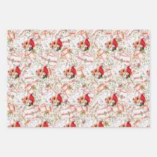Vintage Santa Wrapping Paper Sheet Set, Santa