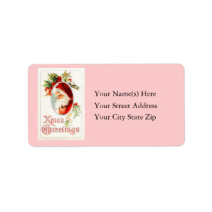 Vintage Santa Xmas Greetings Address Label
