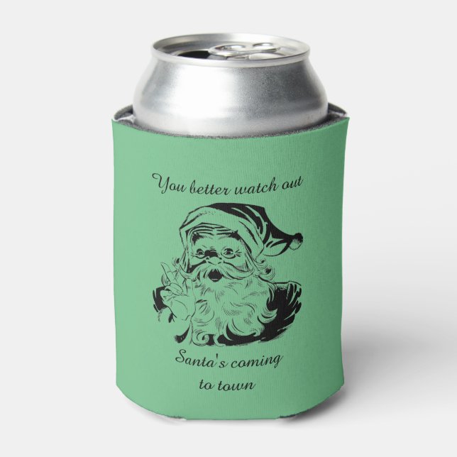 Vintage Santa's Coming to Town Can Cooler (Can Front)