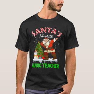 Vintage Santa's Favourite Music Teacher Xmas Tree  T-Shirt