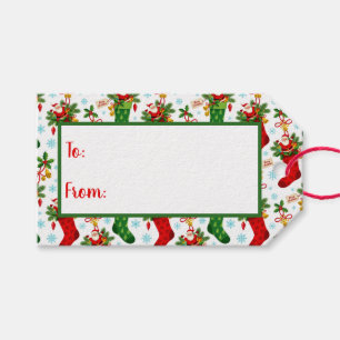 Vintage Santas In Stockings  Gift Tags