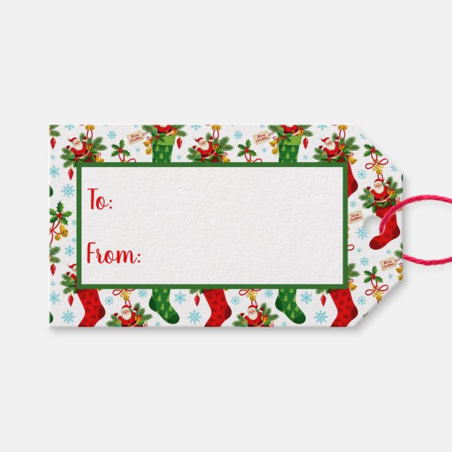 Vintage Santas In Stockings  Gift Tags (Front (Horizontal))