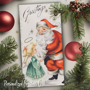 Vintage Santa's Little Angel Custom Christmas Holiday Card