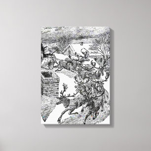 Vintage Santa's Sleigh Illustration Canvas Print
