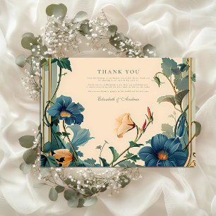 Vintage Sapphire Bloom Frame Wedding Thank You Card