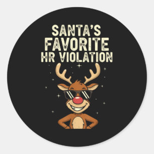 Vintage Sarcastic Retro Hr Violation Christmas Off Classic Round Sticker