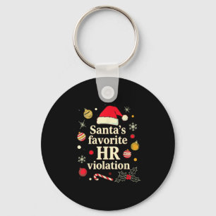 Vintage Sarcastic Retro Hr Violation Christmas Off Key Ring