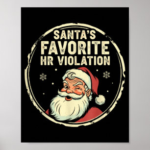 Vintage Sarcastic Retro Hr Violation Christmas Off Poster