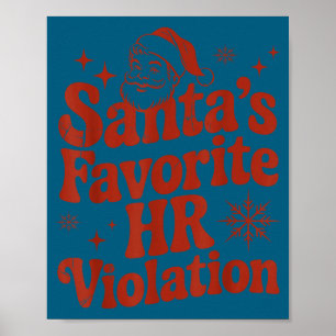 Vintage Sarcastic Retro Hr Violation Christmas Off Poster