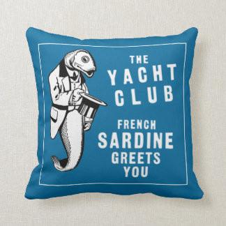 Vintage Sardine Fish Yacht Club Ad Cushion