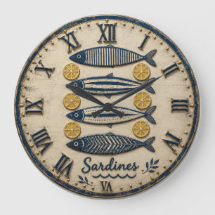 Vintage Sardines Large Clock