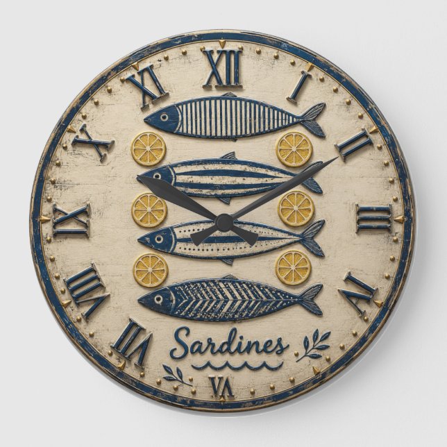 Vintage Sardines Large Clock (Front)