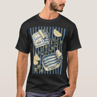 Vintage Sardines Tin Illustration T-Shirt