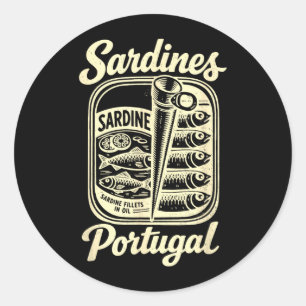 Vintage Sardines Tinned Fish Retro Graphic Summer Classic Round Sticker