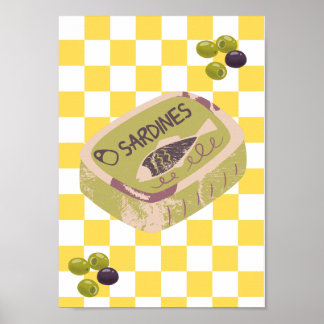 Vintage Sardines Wall Art Poster | Mediterranean