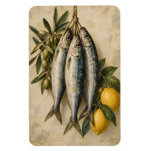 Vintage Sardines with Lemons & Olives Mediterranea Magnet