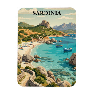 Vintage Sardinia Italy Mediterranean Scenery Magnet