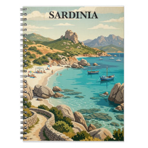 Vintage Sardinia Italy Mediterranean Scenery Notebook