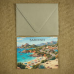 Vintage Sardinia Italy Travel Illustration Postcard<br><div class="desc">Transport your friends and family to the turquoise waters of the Mediterranean with this stunning vintage-style travel postcard. Inspired by the iconic mid-century travel posters of the 1950s and 60s, this illustration captures the rugged beauty of Sardinia, Italy. Featuring the sun-drenched cliffs, colorful umbrellas of the Costa Smeralda, and a...</div>