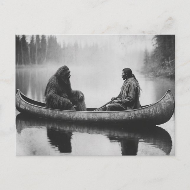 Vintage Sasquatch Bigfoot Native Postcard (Front)